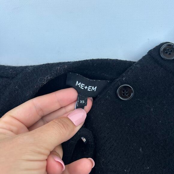 ME+EM Dramatic Sleeve Crop Knit Jacket Cardigan Black XS Wool Cashmere Sweater - Picture 10 of 11